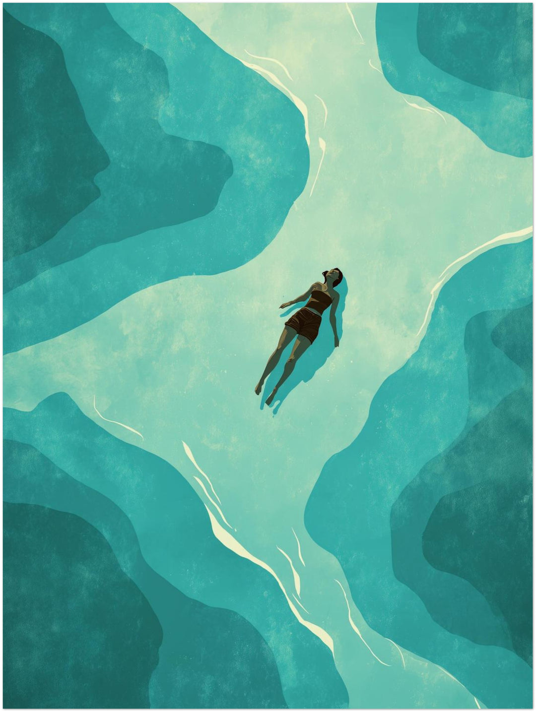 Schwimmende Person Wasser abstrakt – Wandkunst