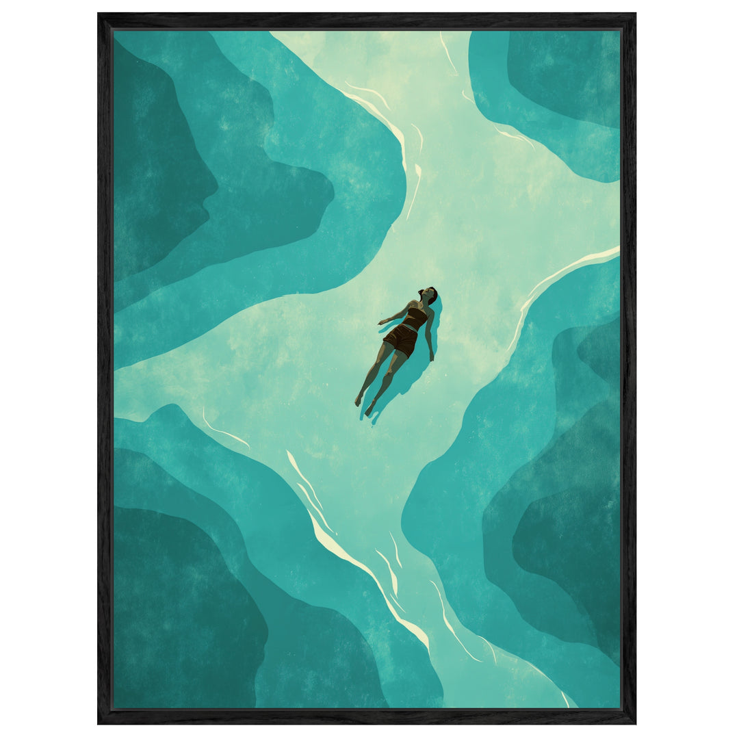 Schwimmende Person Wasser Leinwandbild abstrakt – Leinwand auf Holzrahmen – Ansicht 4
