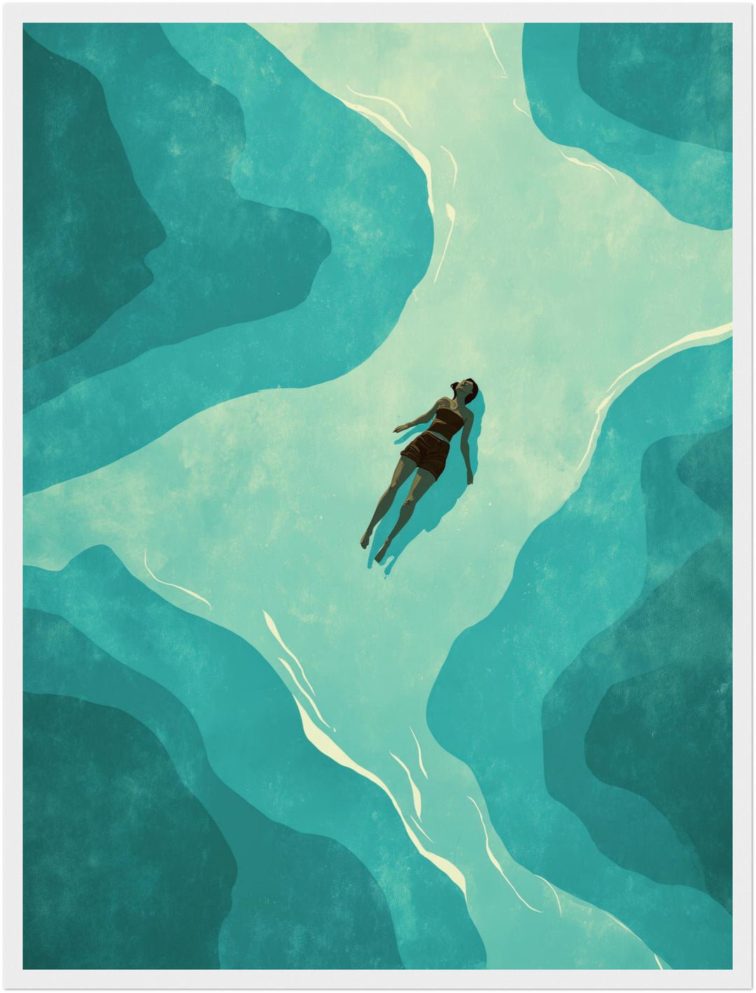 Schwimmende Person Wasser Poster abstrakt – mattes Kunstdruck-Papier – Ansicht 3