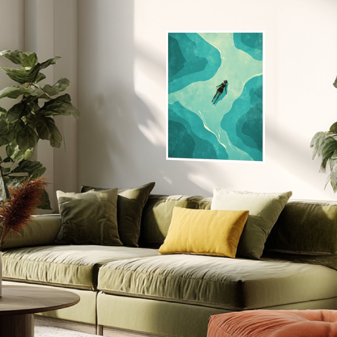 Schwimmende Person Wasser Poster abstrakt – mattes Kunstdruck-Papier – Ansicht 4