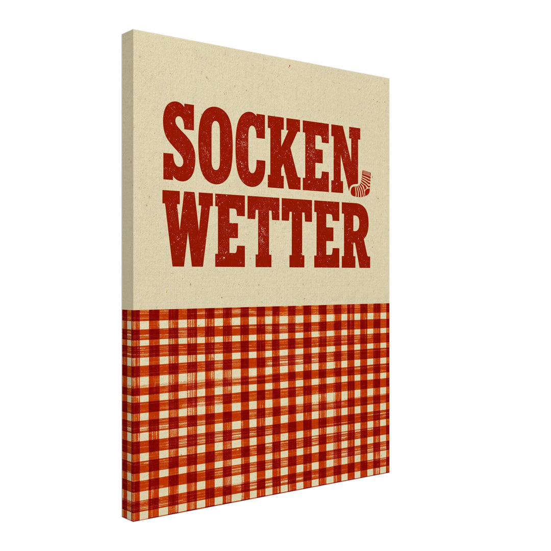 Sockenwetter Retro Karomuster Leinwandbild – Schräge Ansicht – Produktfoto