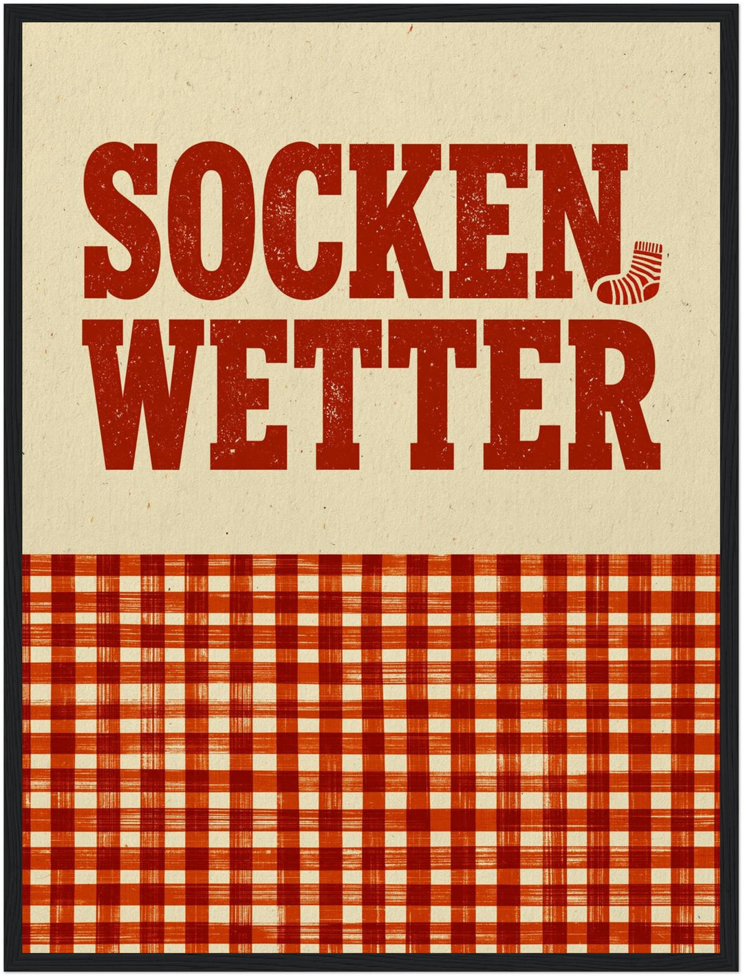 Sockenwetter Retro Karomuster Poster – Schwarzer Rahmen – Produktfoto