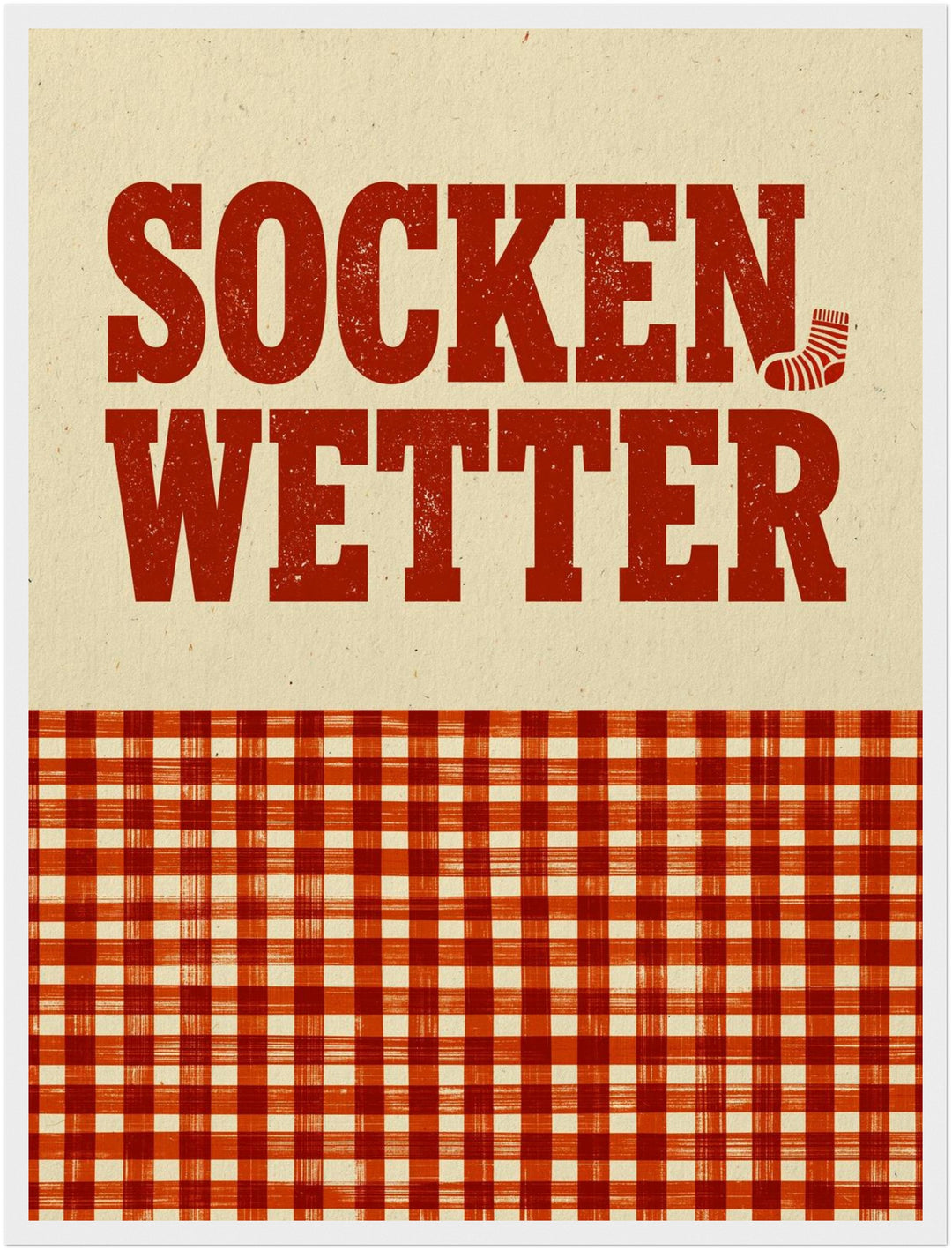 Sockenwetter Retro Karomuster Poster – Weißer Rahmen – Produktfoto