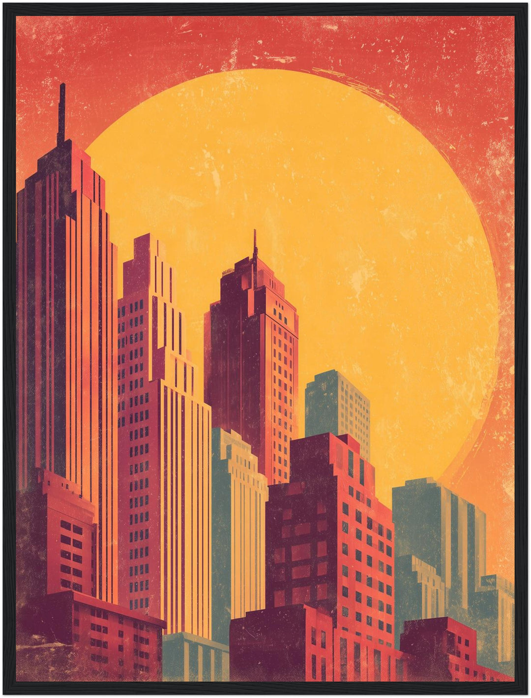 Stadt Skyline Sonne Poster abstrakt – mattes Kunstdruck-Papier – Ansicht 5
