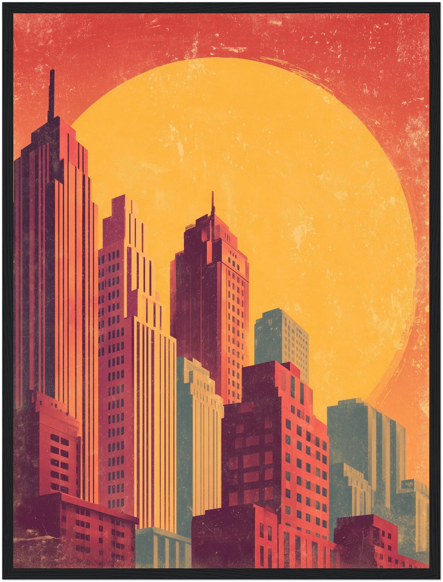 Stadt Skyline Sonne Poster