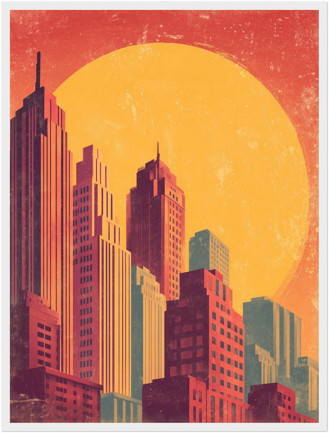 Stadt Skyline Sonne Poster abstrakt – mattes Kunstdruck-Papier – Ansicht 6