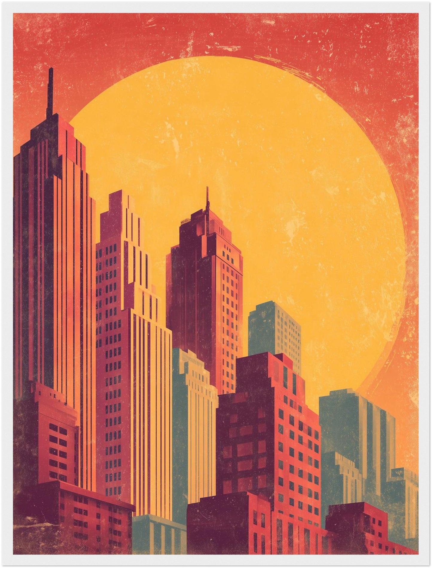 Stadt Skyline Sonne Poster