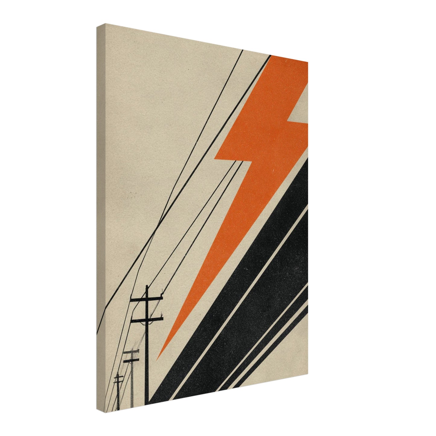 Stromleitungen mit Blitzform Leinwandbild