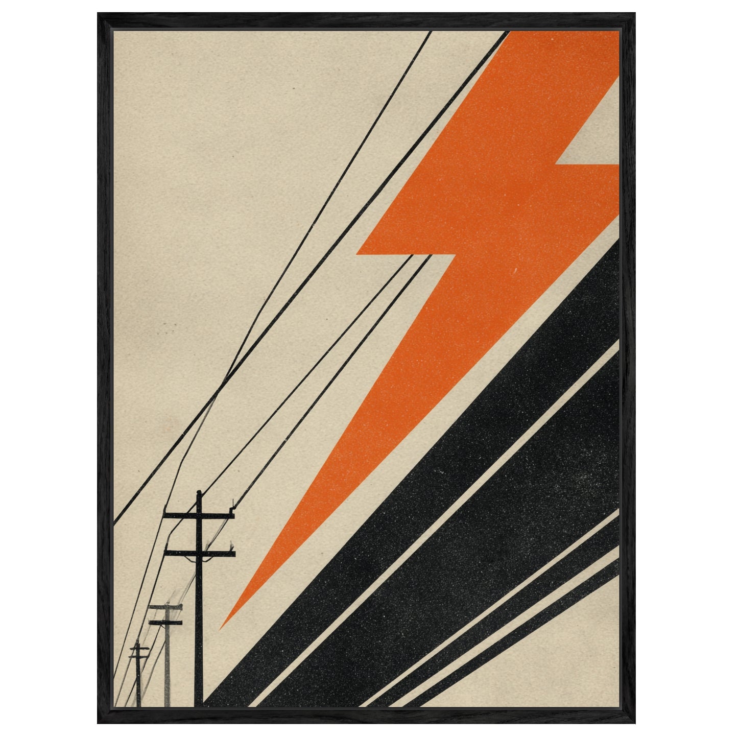 Stromleitungen mit Blitzform Leinwandbild