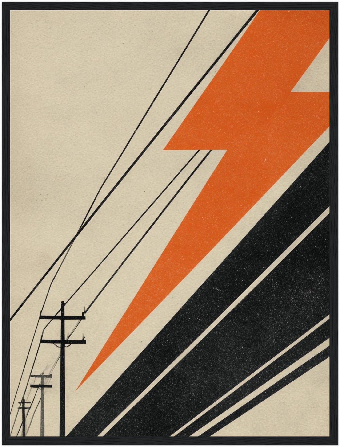 Stromleitungen mit Blitzform Poster