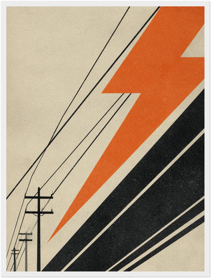 Stromleitungen mit Blitzform Poster