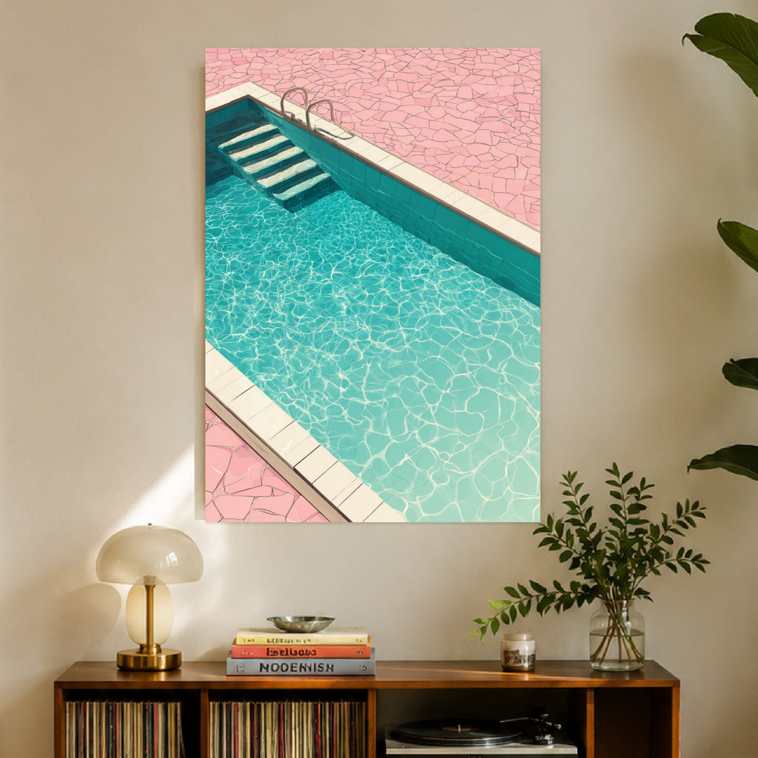 Rosa Pool im Sommer Poster – Ohne Rahmen – Produktfoto