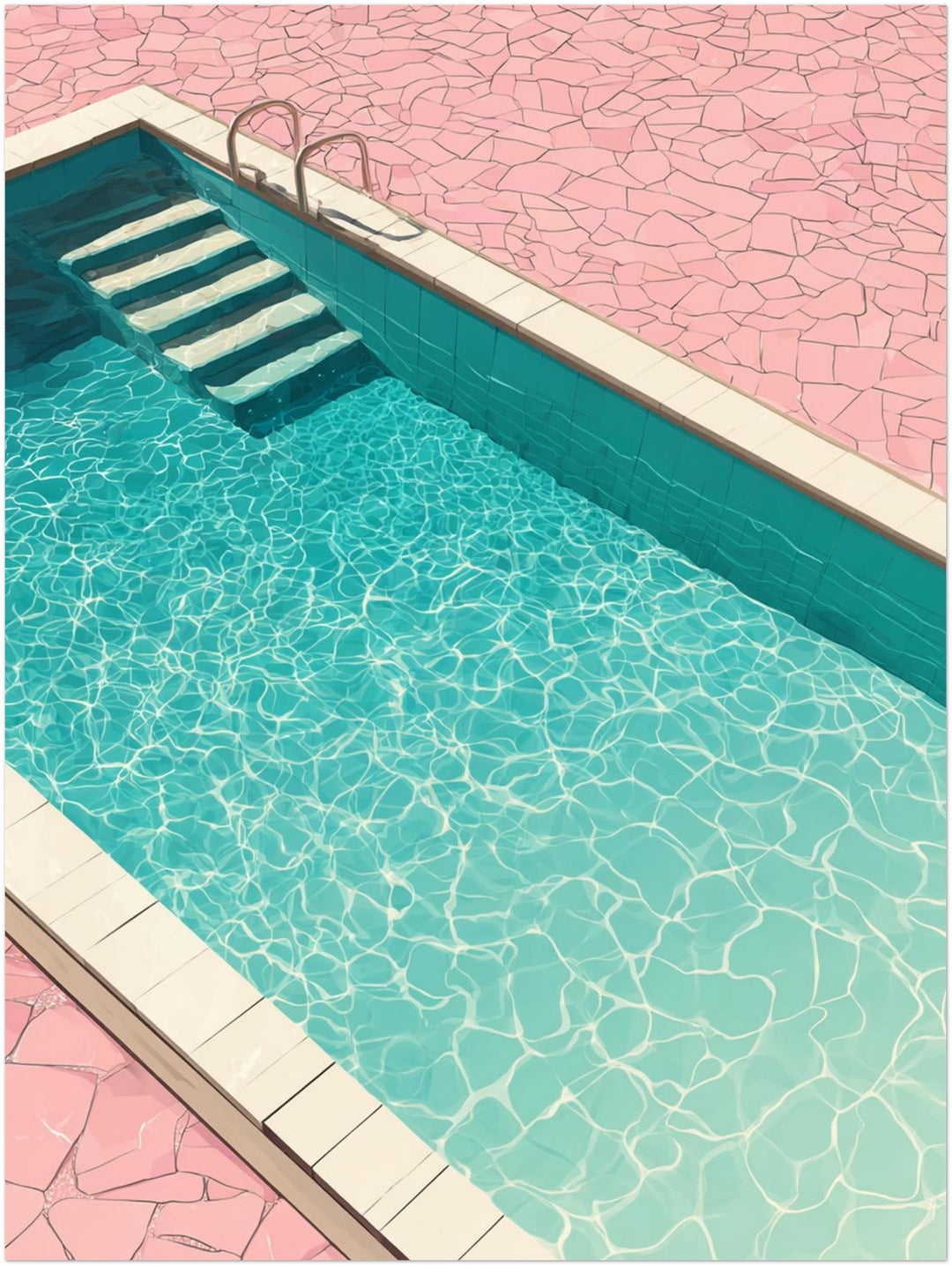 Rosa Pool im Sommer Leinwandbild – Ohne Rahmen – Produktfoto