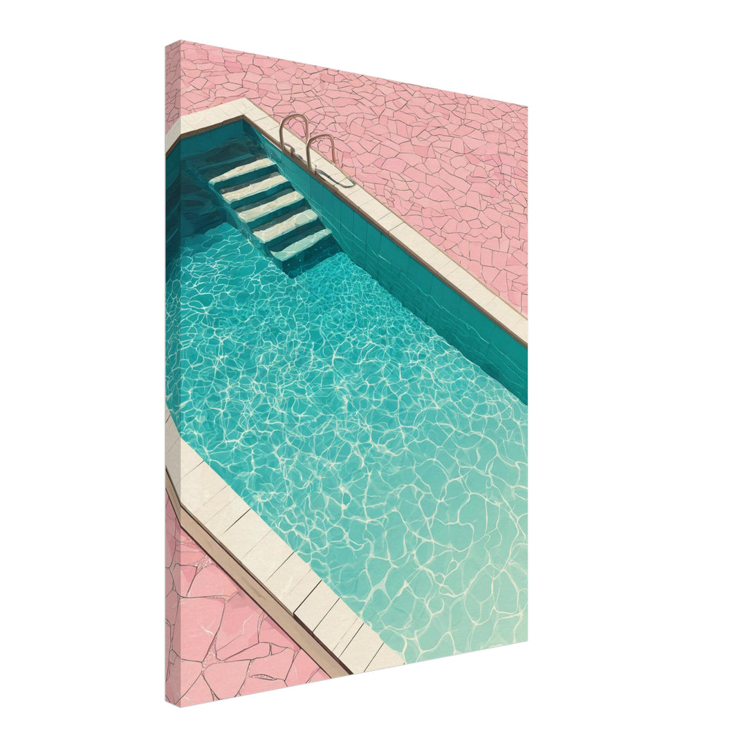 Rosa Pool im Sommer Leinwandbild – Schräge Ansicht – Produktfoto