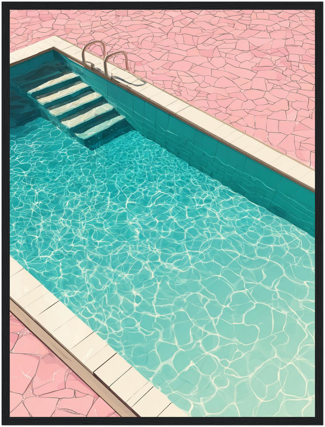 Rosa Pool im Sommer Poster – Schwarzer Rahmen – Produktfoto