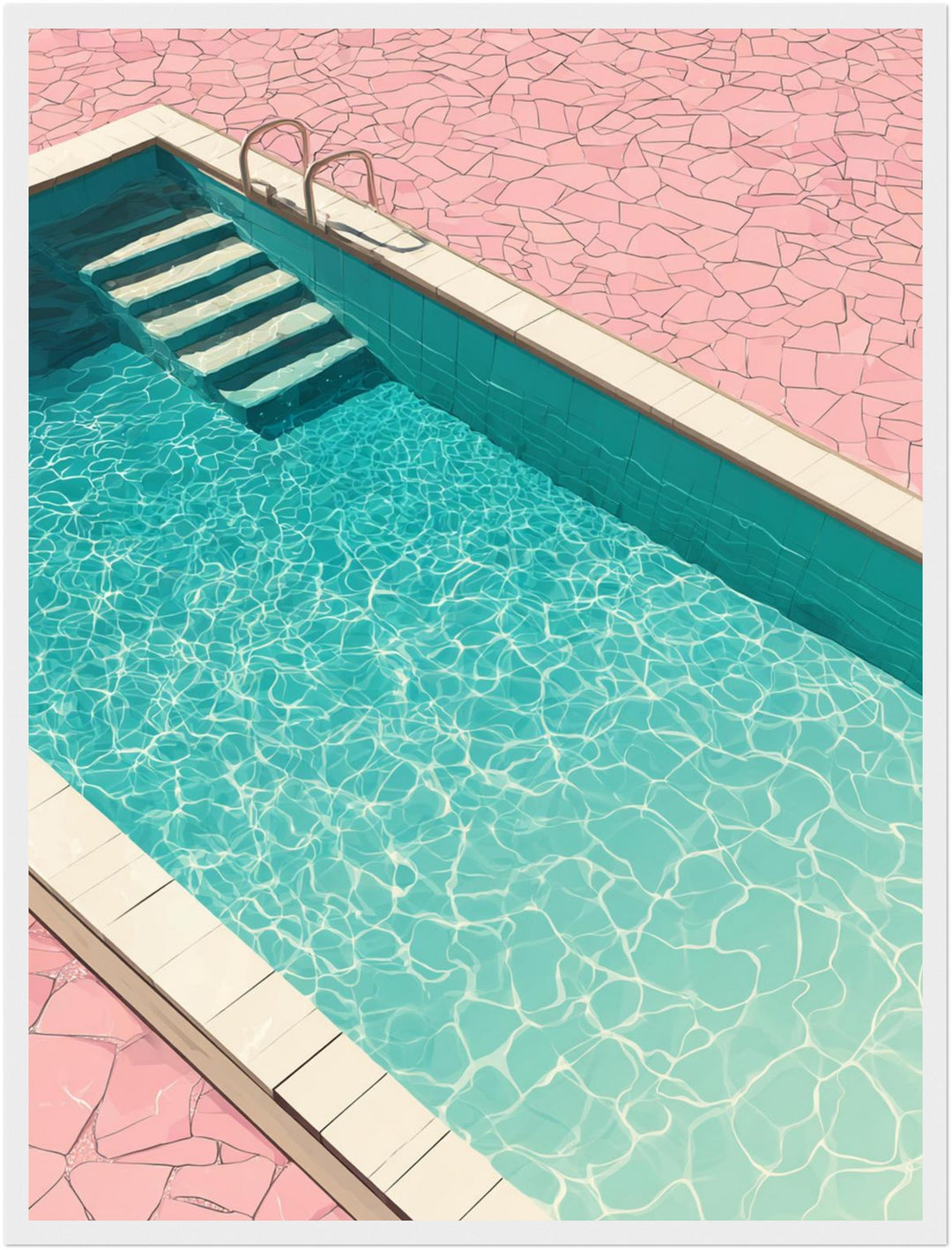 Rosa Pool im Sommer Poster – Weißer Rahmen – Produktfoto