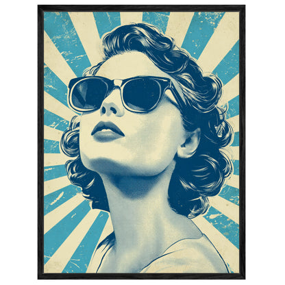 Türkises Sonnenbrillenporträt Leinwandbild