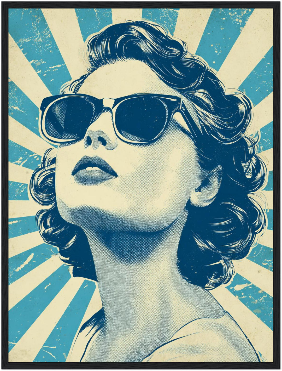 Türkises Sonnenbrillenporträt Poster Retro – mattes Kunstdruck-Papier – Ansicht 5
