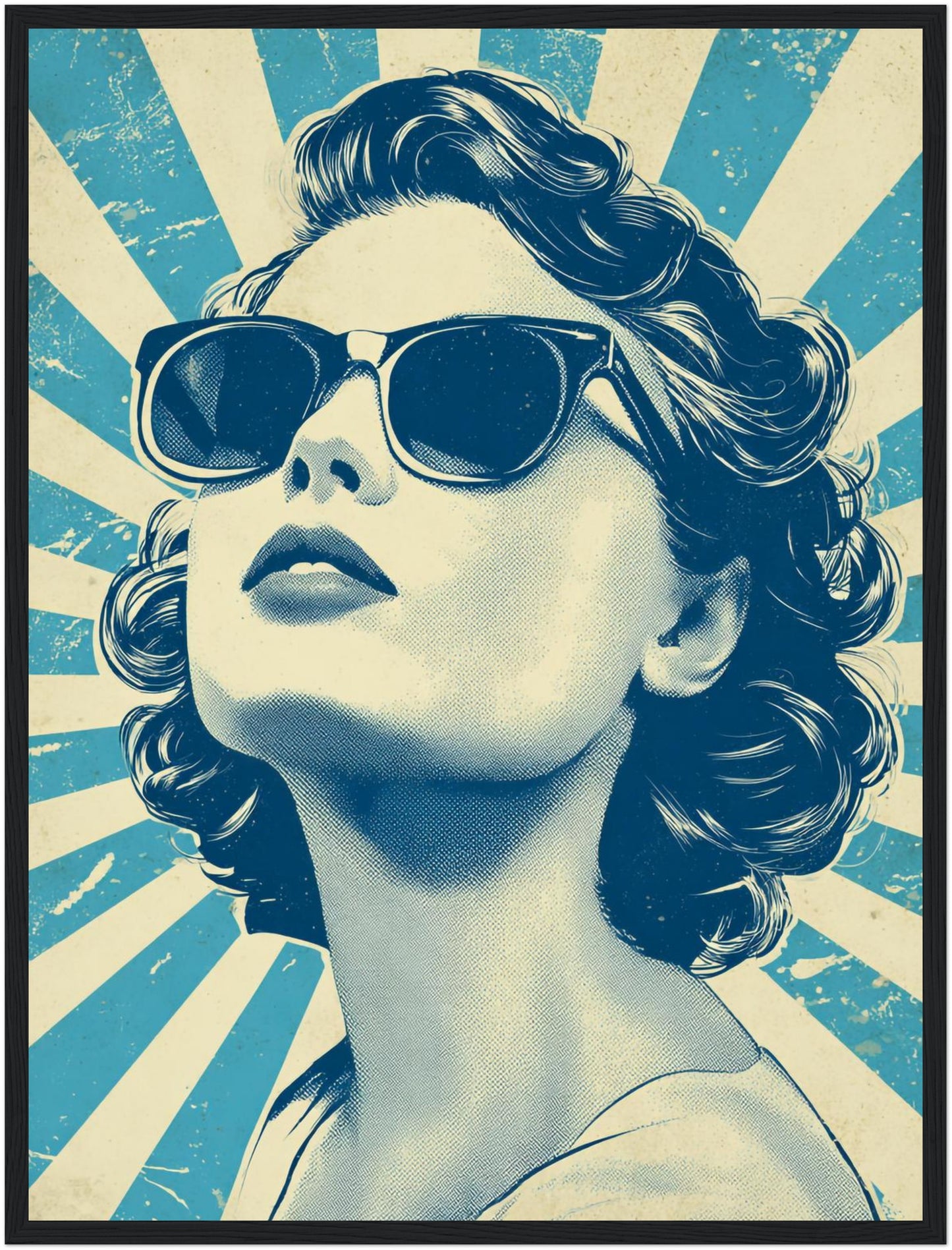 Türkises Sonnenbrillenporträt Poster