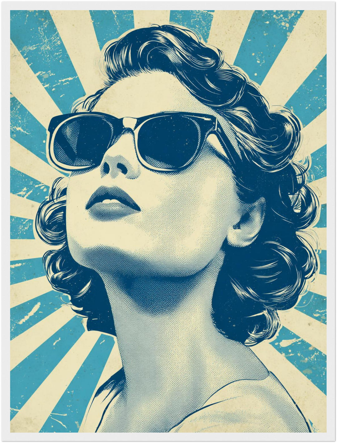 Türkises Sonnenbrillenporträt Poster Retro – mattes Kunstdruck-Papier – Ansicht 6