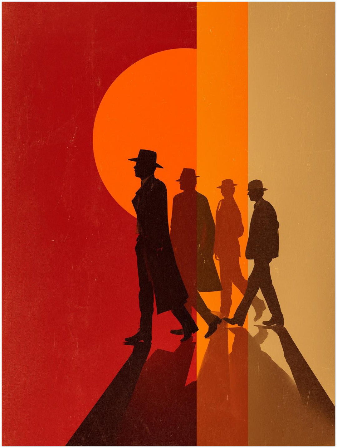 Vier Männer Silhouetten Retro – Wandkunst