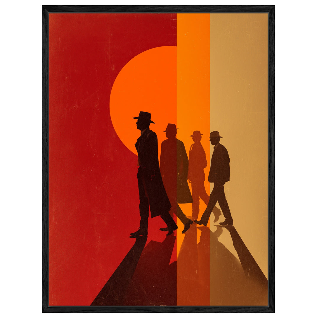 Vier Männer Silhouetten Leinwandbild Retro – Leinwand auf Holzrahmen – Ansicht 4