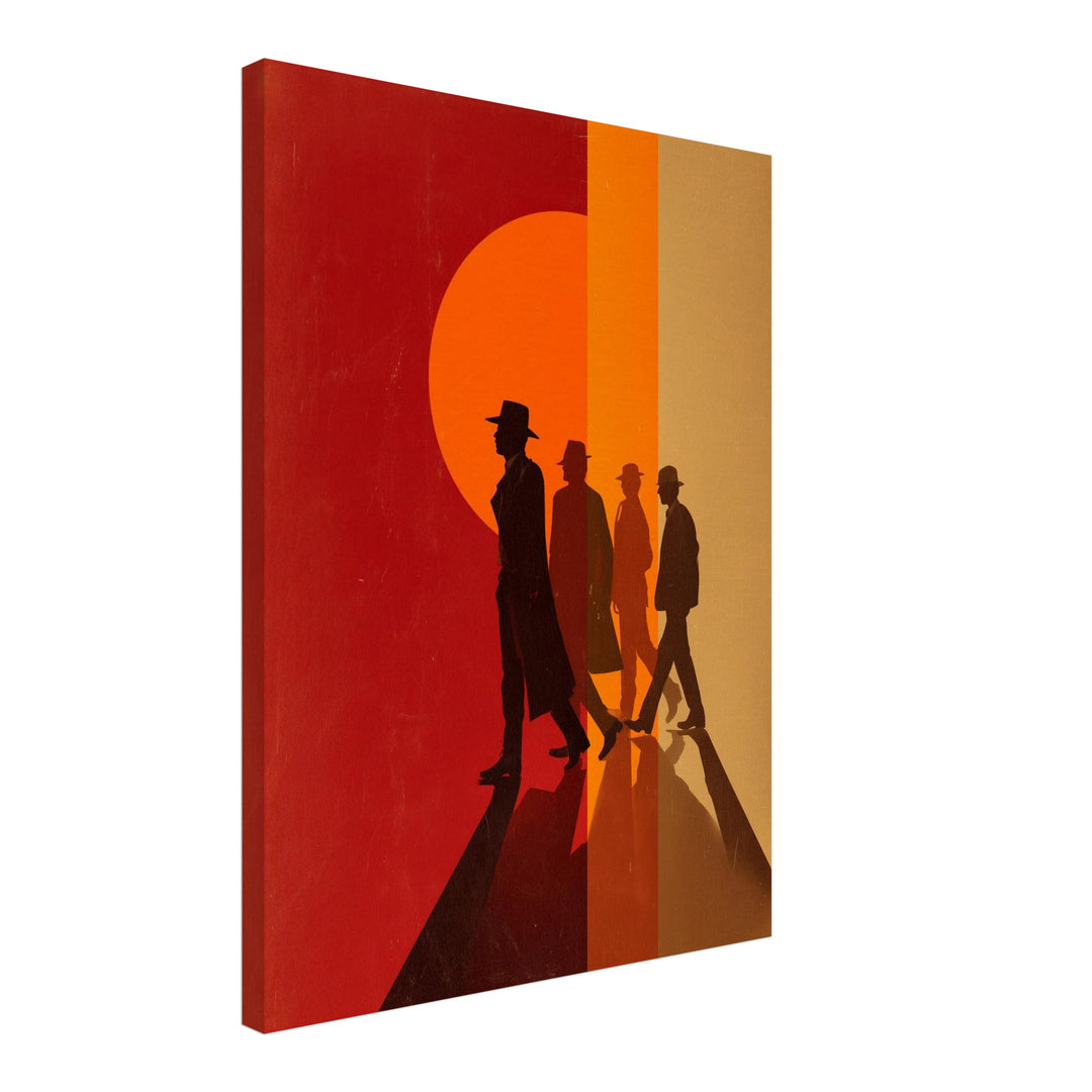Vier Männer Silhouetten Leinwandbild Retro – Leinwand auf Holzrahmen – Ansicht 2