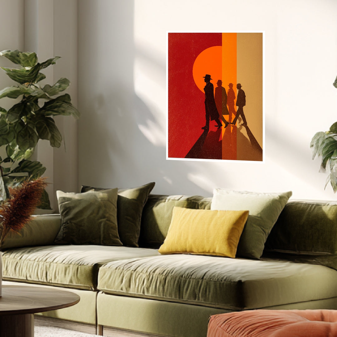 Vier Männer Silhouetten Poster Retro – mattes Kunstdruck-Papier – Ansicht 4