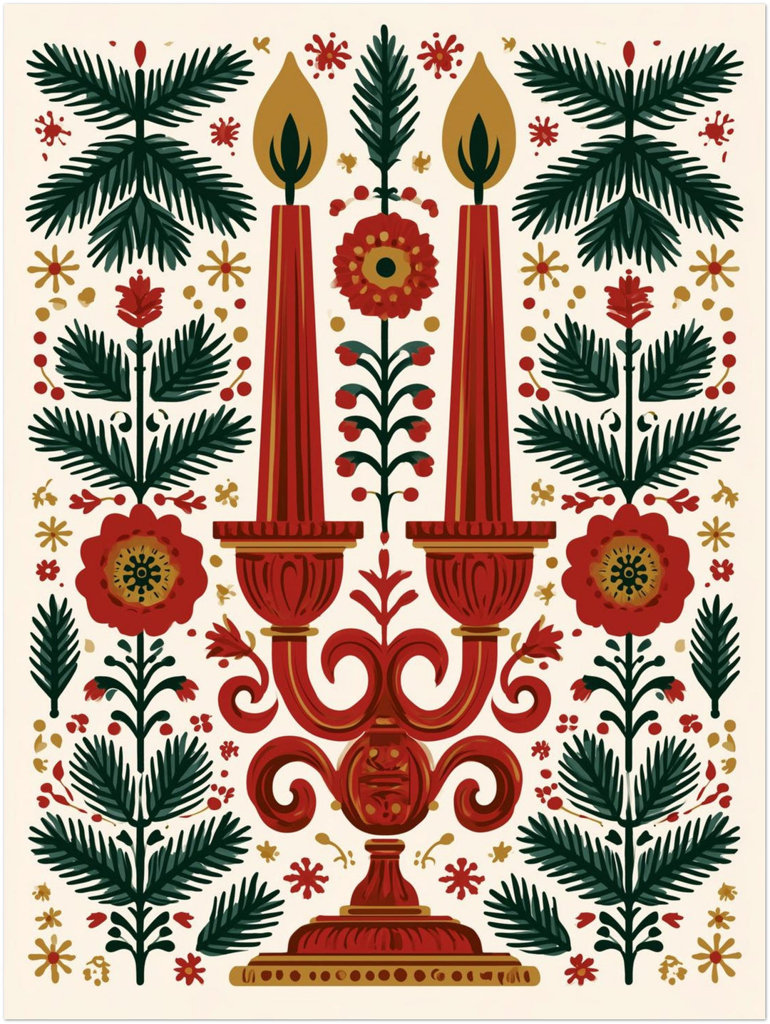 Kerzenleuchter im Weihnachtsgarten Leinwandbild – Ohne Rahmen – Produktfoto