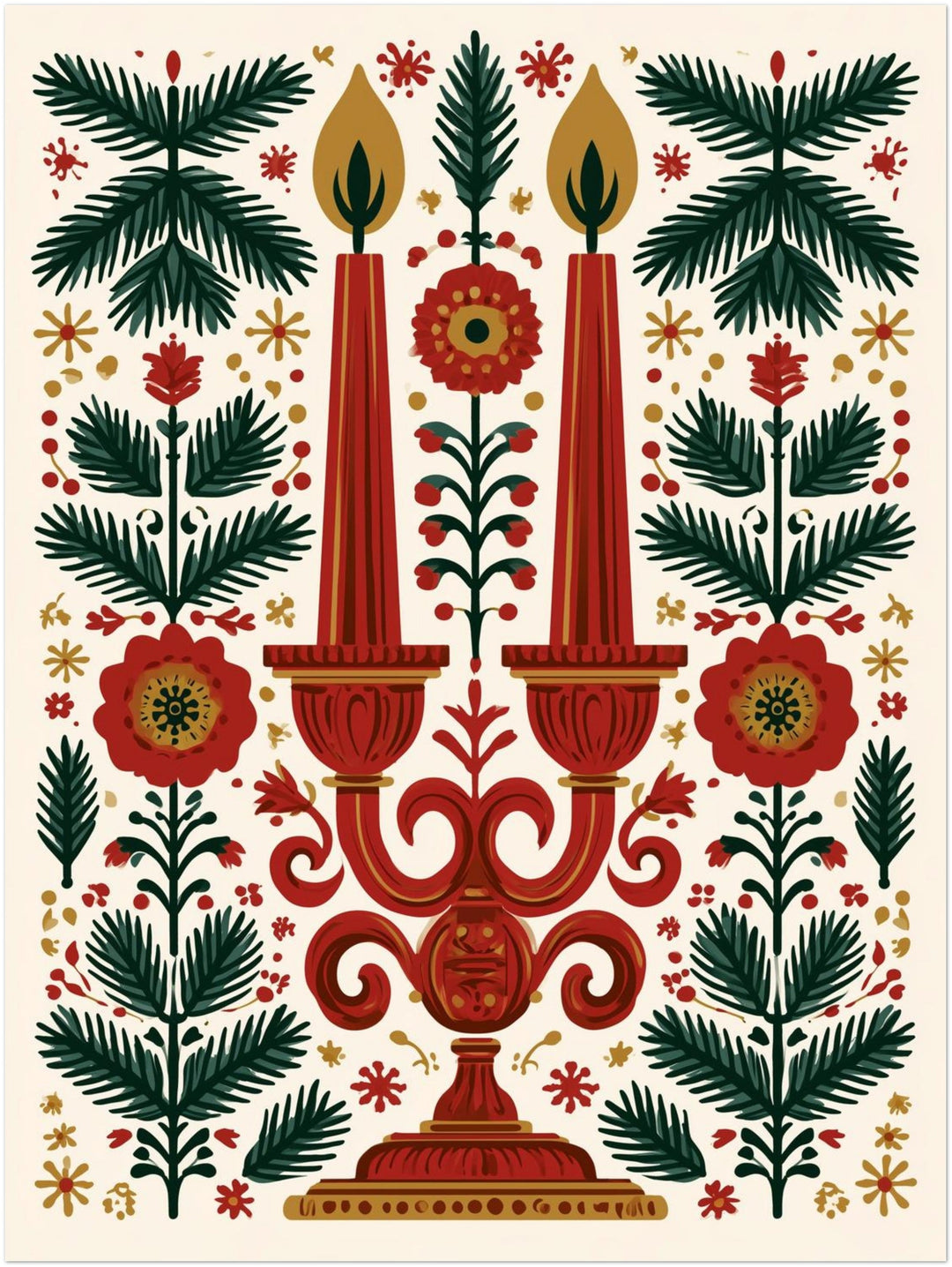 Kerzenleuchter im Weihnachtsgarten – Einzelmotiv aus dem 3er Poster Set