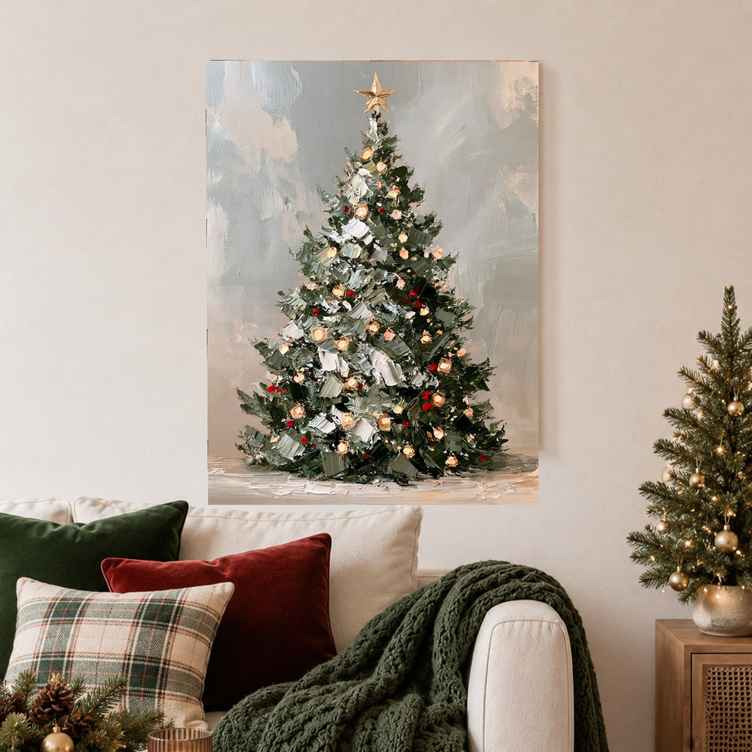 Leuchtender Weihnachtsbaum Retro Poster – Ohne Rahmen – Produktfoto