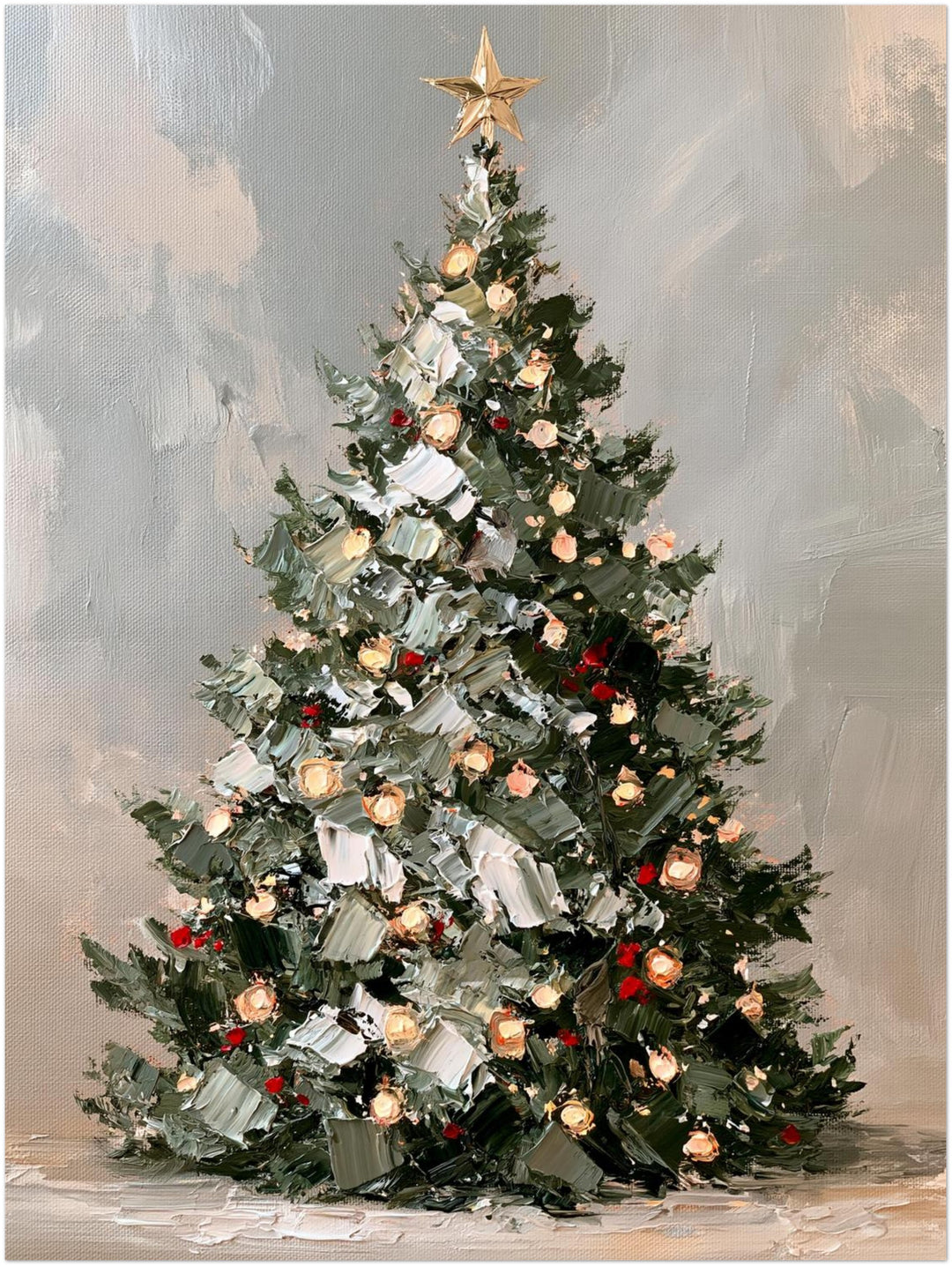 Leuchtender Weihnachtsbaum Retro Leinwandbild – Ohne Rahmen – Produktfoto