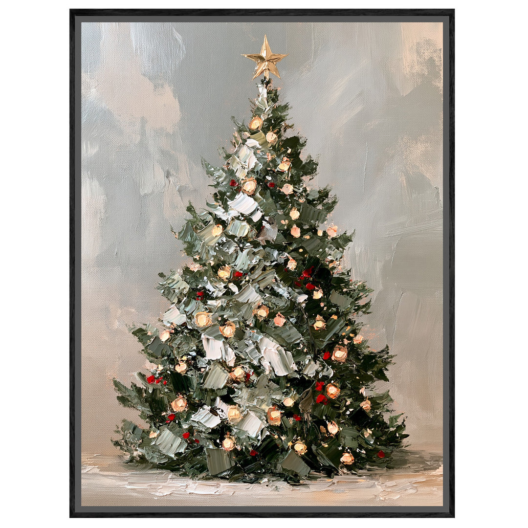 Leuchtender Weihnachtsbaum Retro Leinwandbild – Leinwandbild