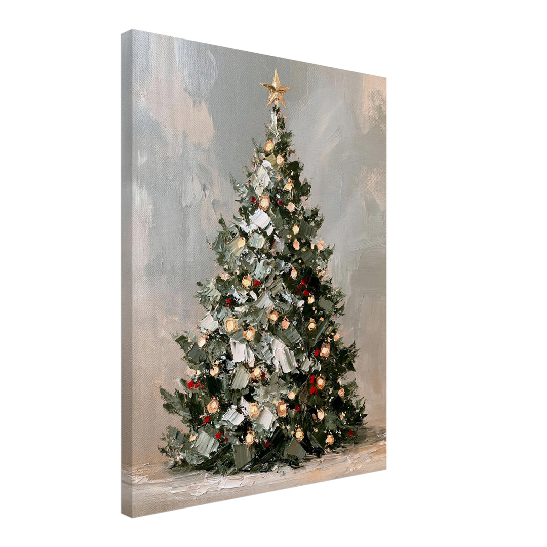 Leuchtender Weihnachtsbaum Retro Leinwandbild – Schräge Ansicht – Produktfoto