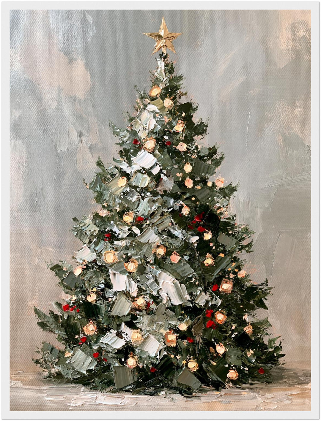 Leuchtender Weihnachtsbaum Retro Poster – Weißer Rahmen – Produktfoto