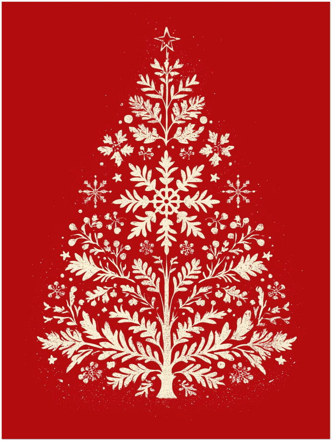 Weihnachtsbaum Retro Botanik Poster – Ohne Rahmen – Produktfoto