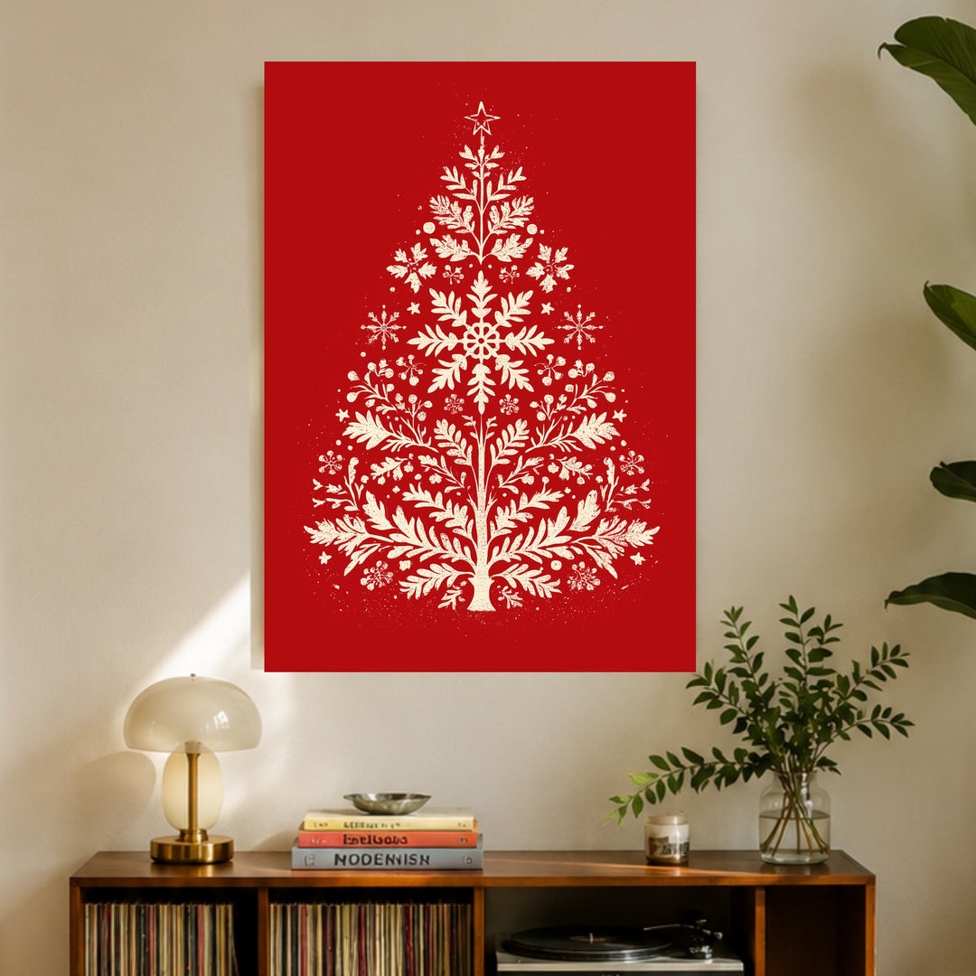 Weihnachtsbaum Retro Botanik Poster – Ohne Rahmen – Produktfoto