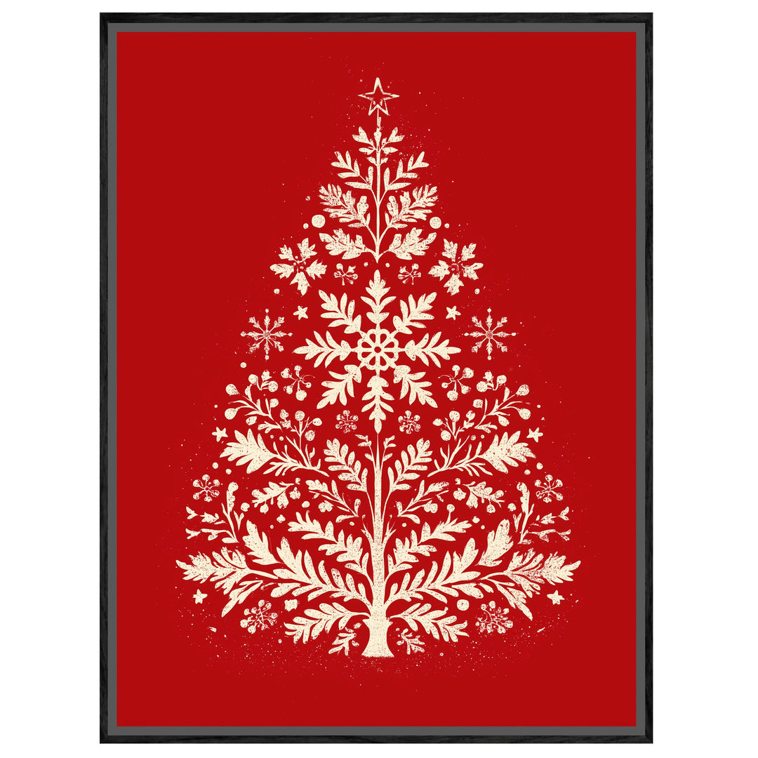 Weihnachtsbaum Retro Botanik Leinwandbild – Leinwandbild