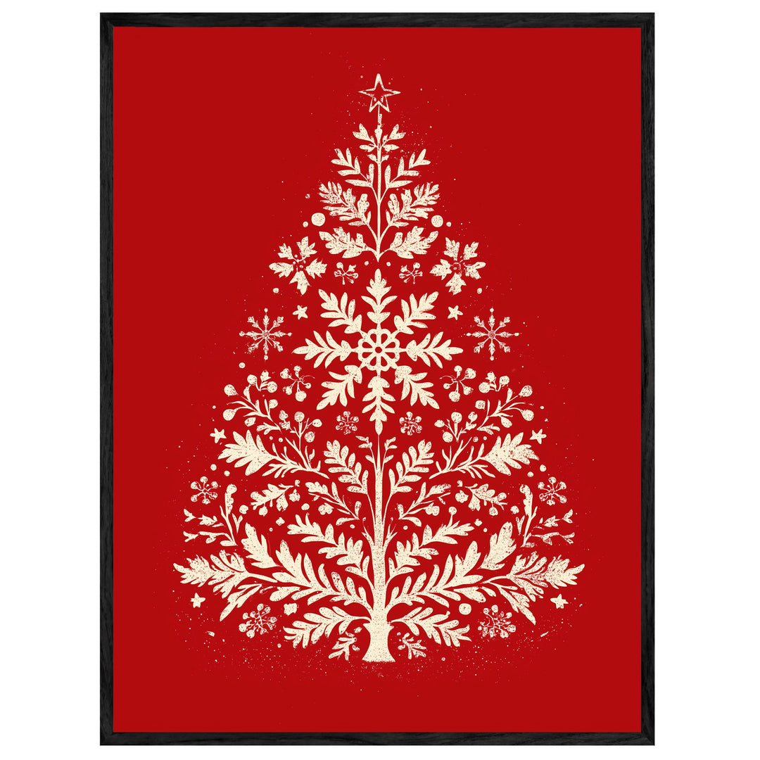 Weihnachtsbaum Retro Botanik Leinwand