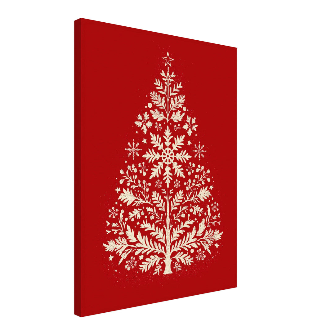 Weihnachtsbaum Retro Botanik Leinwandbild – Schräge Ansicht – Produktfoto