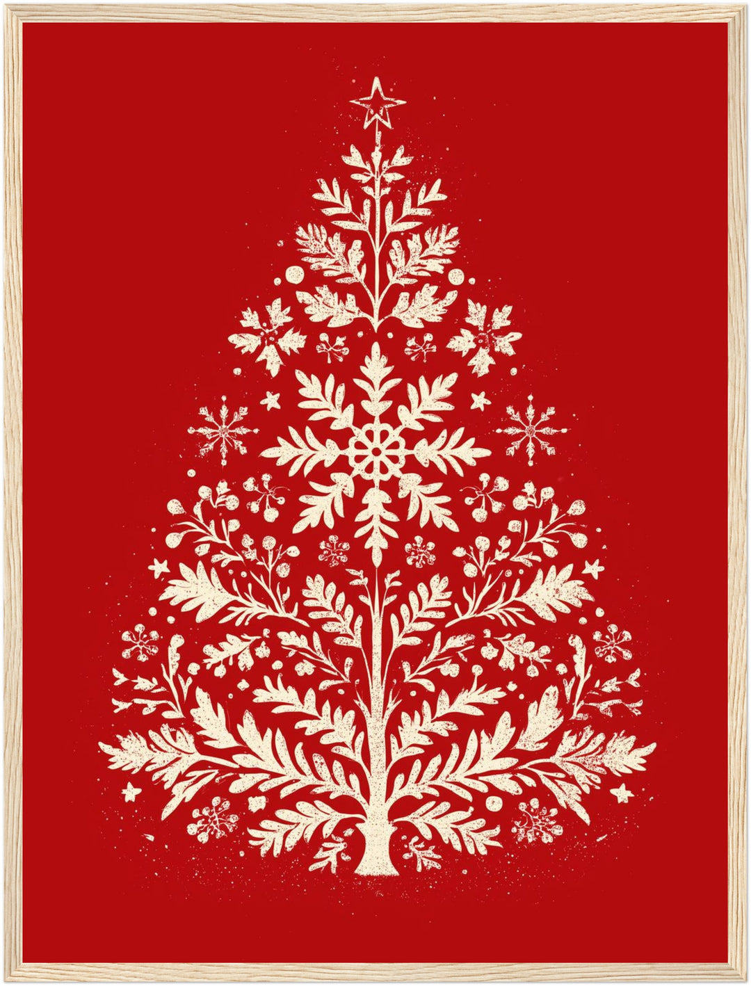 Weihnachtsbaum Retro Botanik Poster – Holz natur Rahmen – Produktfoto