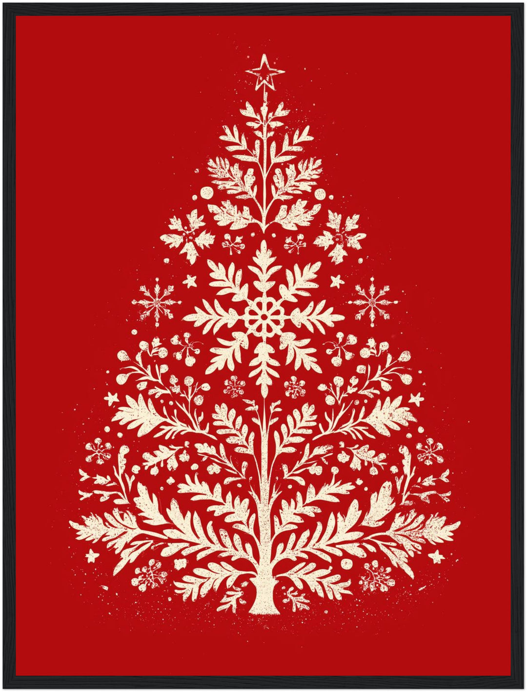 Weihnachtsbaum Retro Botanik Poster – Schwarzer Rahmen – Produktfoto