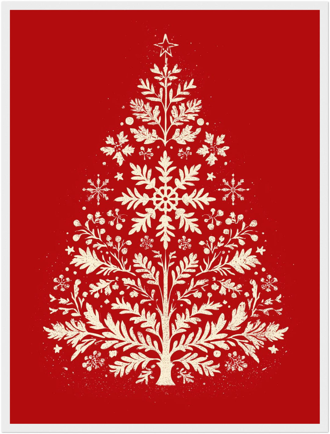 Weihnachtsbaum Retro Botanik Poster – Weißer Rahmen – Produktfoto