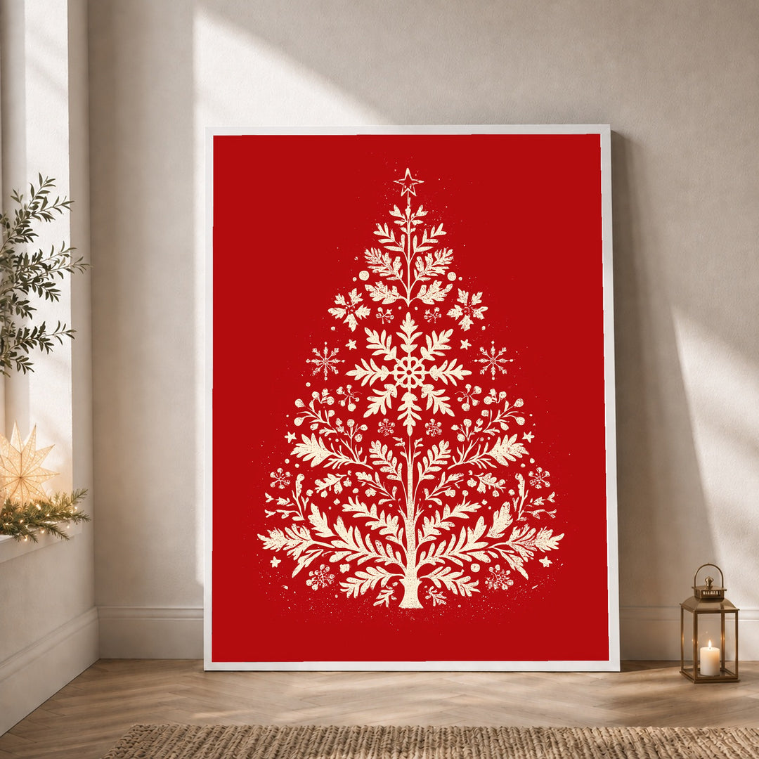 Weihnachtsbaum Retro Botanik Poster