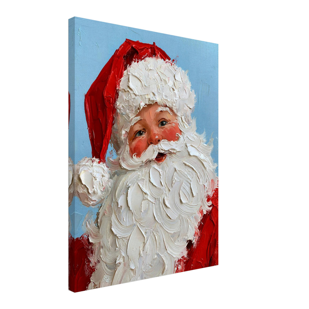 Froher Weihnachtsmann Retro Leinwandbild – Schräge Ansicht – Produktfoto