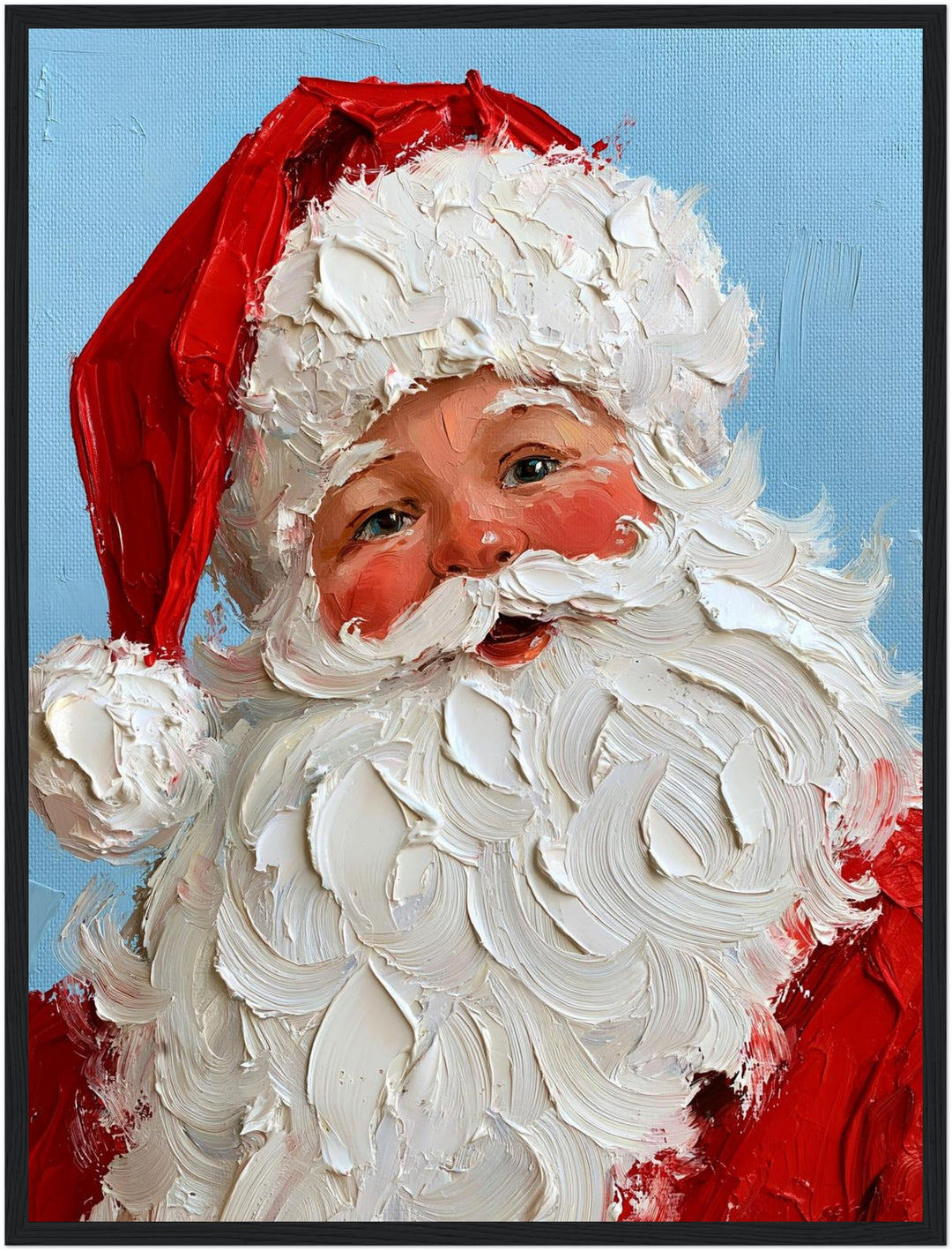 Froher Weihnachtsmann Retro Poster – Schwarzer Rahmen – Produktfoto
