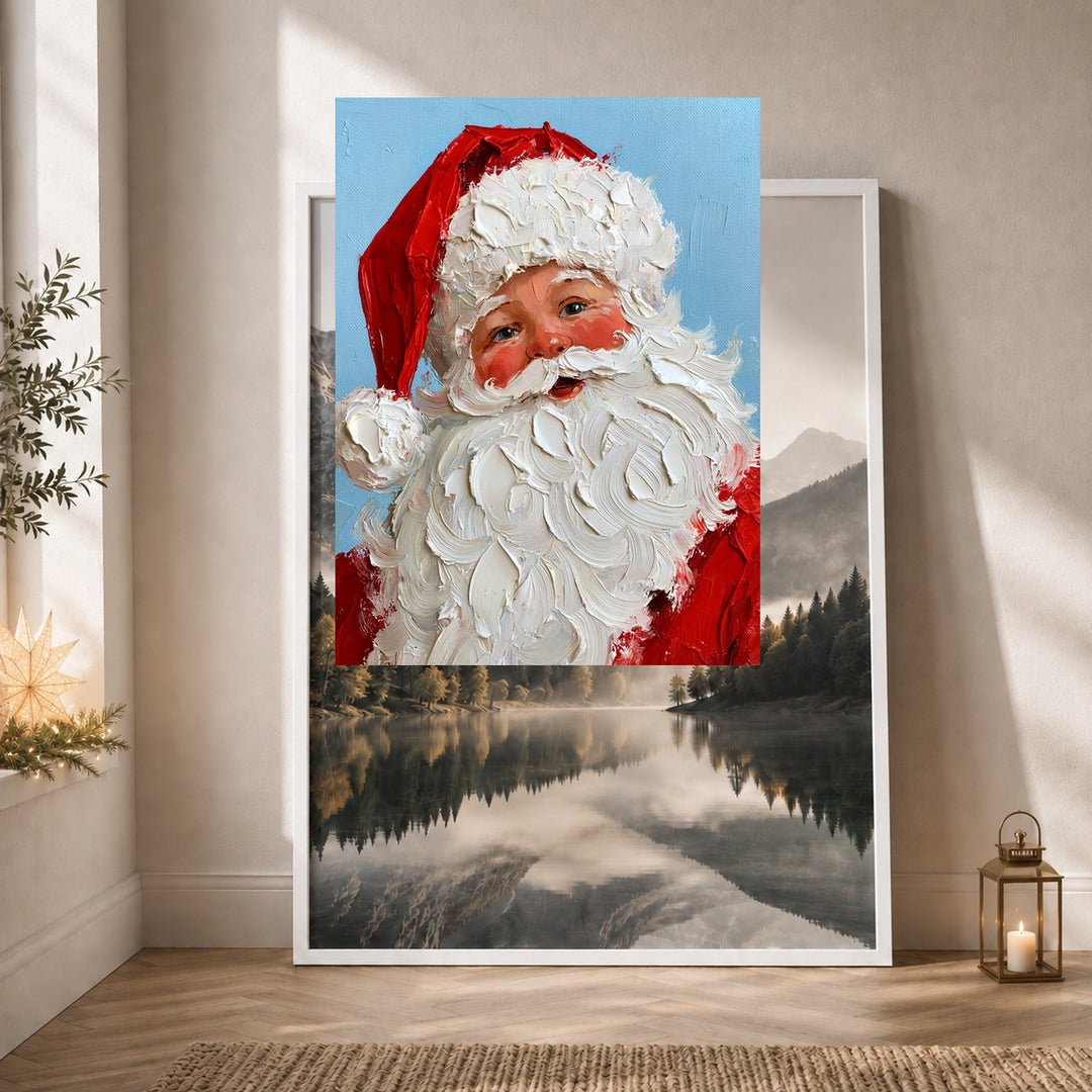Froher Weihnachtsmann Retro Poster – Weißer Rahmen – Produktfoto