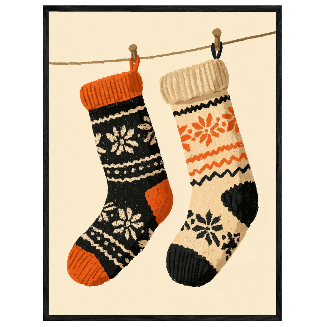 Zwei Weihnachtsstrümpfe Retro Leinwand