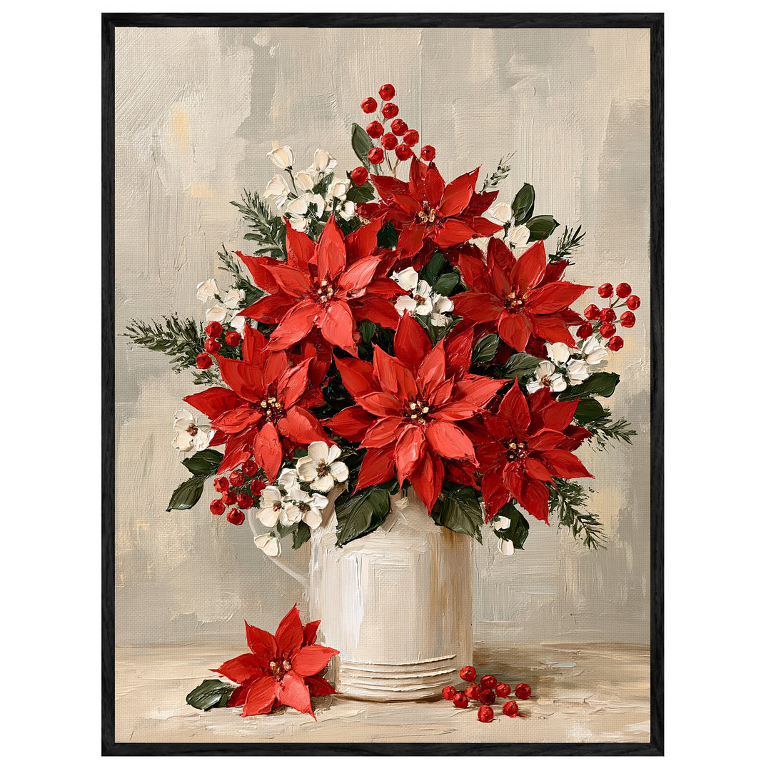 Weihnachtliche Poinsettien im Krug Leinwand