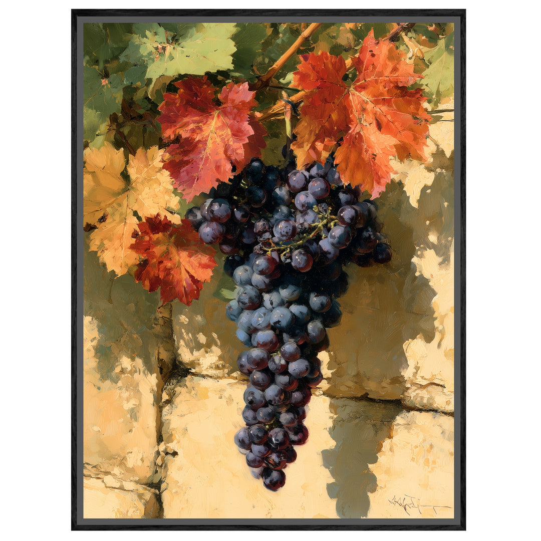 Herbstliche Weintrauben Retro Leinwandbild – Leinwandbild
